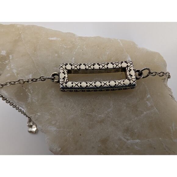 Brighton Rectangle Crystal Accent Adjustable Silver Tone Bracelet - Picture 7 of 15